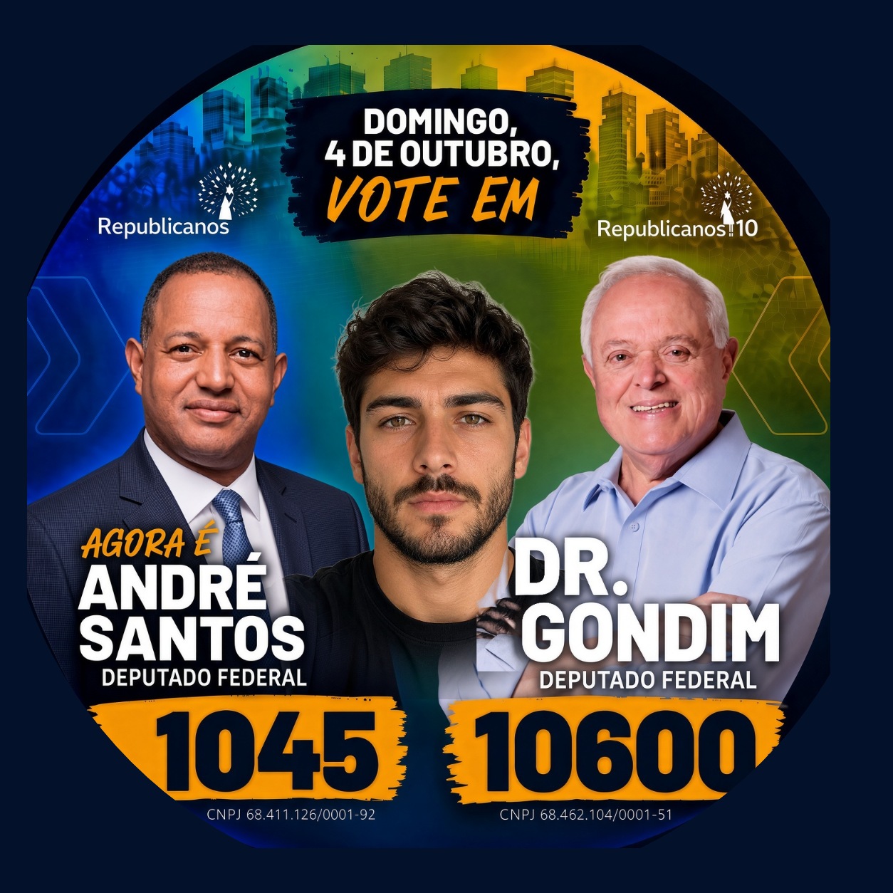 Exemplo de foto de perfil: um apoiador no meio da arte, entre André Santos 1045 e Dr. Gondim 10600